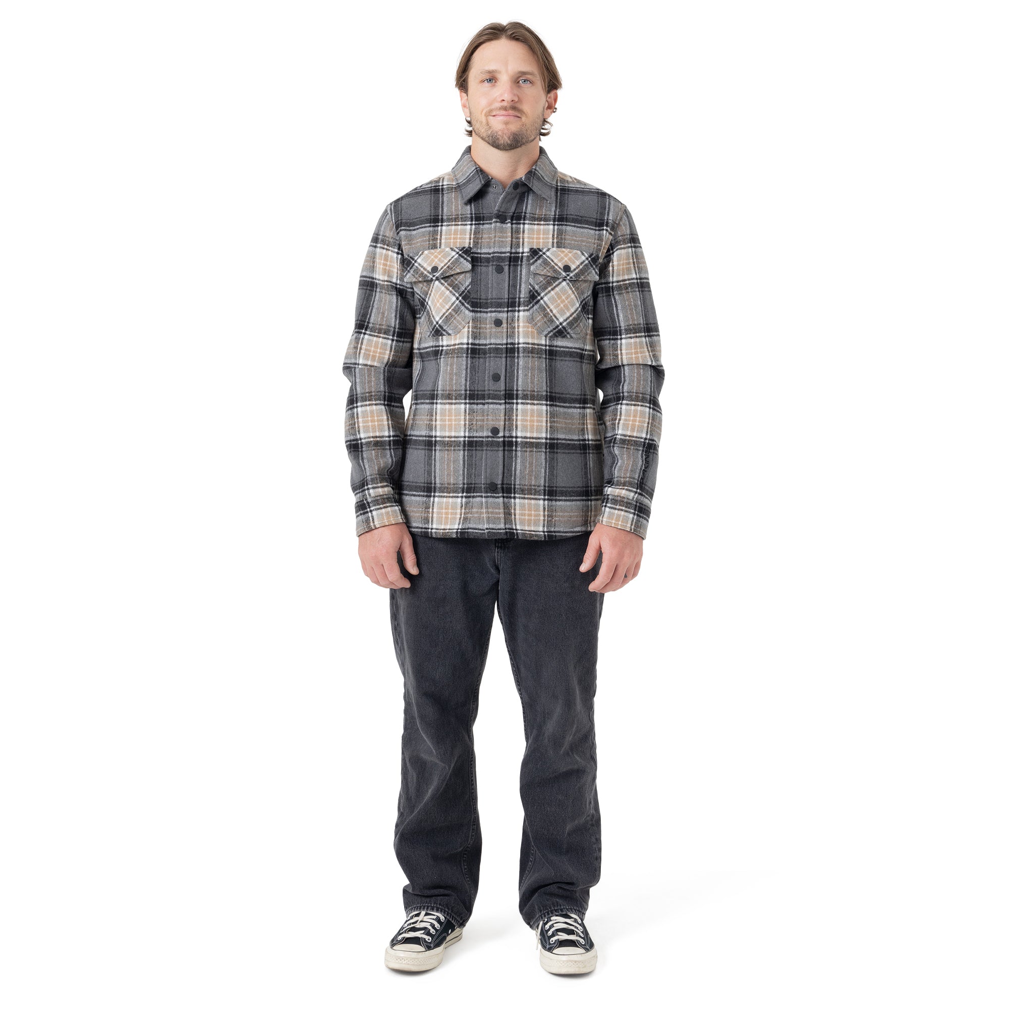 Front Snap Fleece Jacket - Greypld